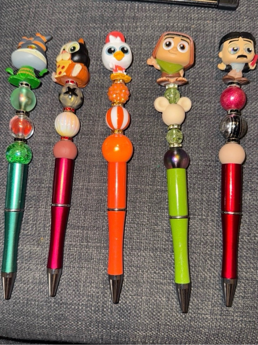 Kids Decorative Character Bead Pen - Orange, Green, Pink Options